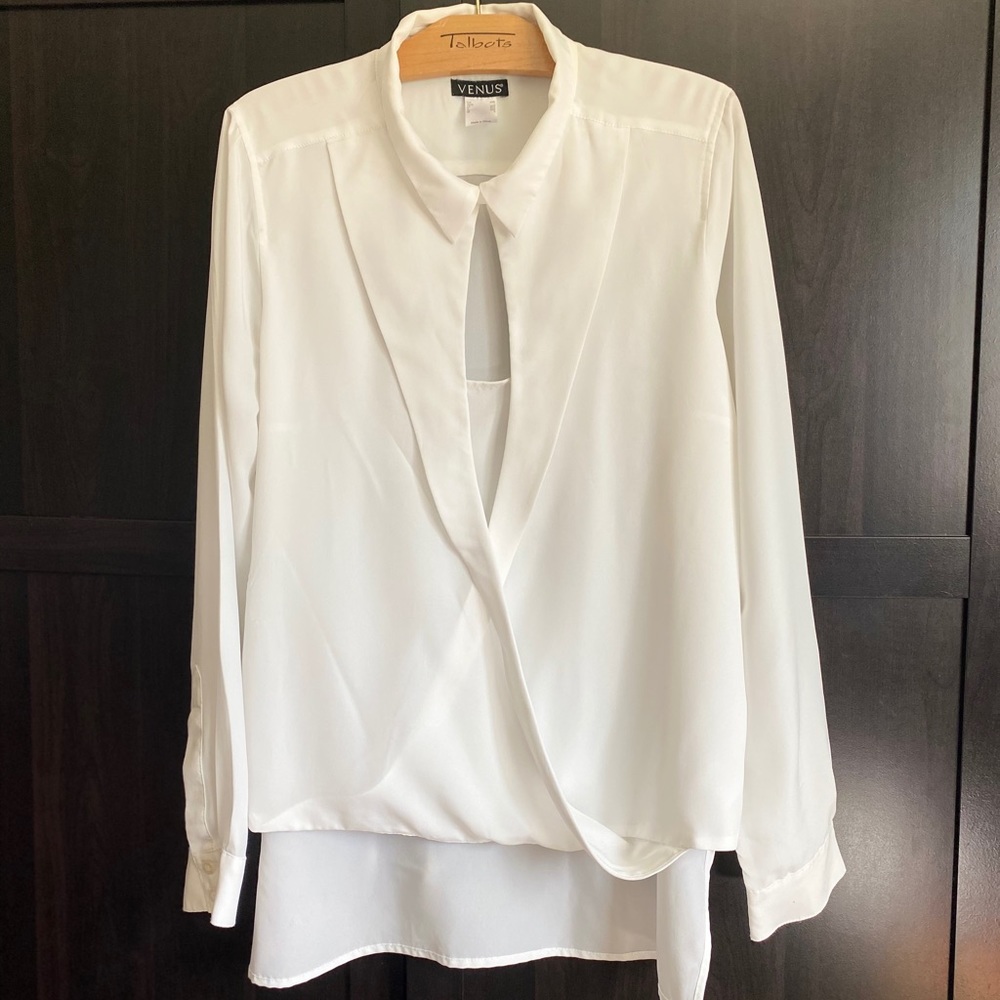 Notch collar wrap blouse